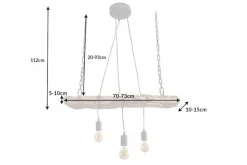 Längliche Hängelampe Holz Natur L:73 cm E27 gemütlich