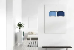 Längliche Hängelampe Stoff Schwarz Blau E27 L:70 cm