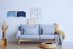 Längliche Hängelampe Stoff Schwarz Blau E27 L:70 cm