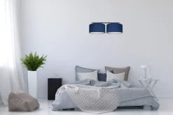 Längliche Hängeleuchte 2-flammig Stoff Schwarz Blau E27