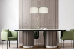 Längliche Hängeleuchte 2-flammig Stoff Schwarz Ecru E27