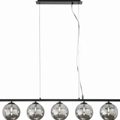 Längliche Pendelleuchte Schwarz Rauchgrau G9 100 cm