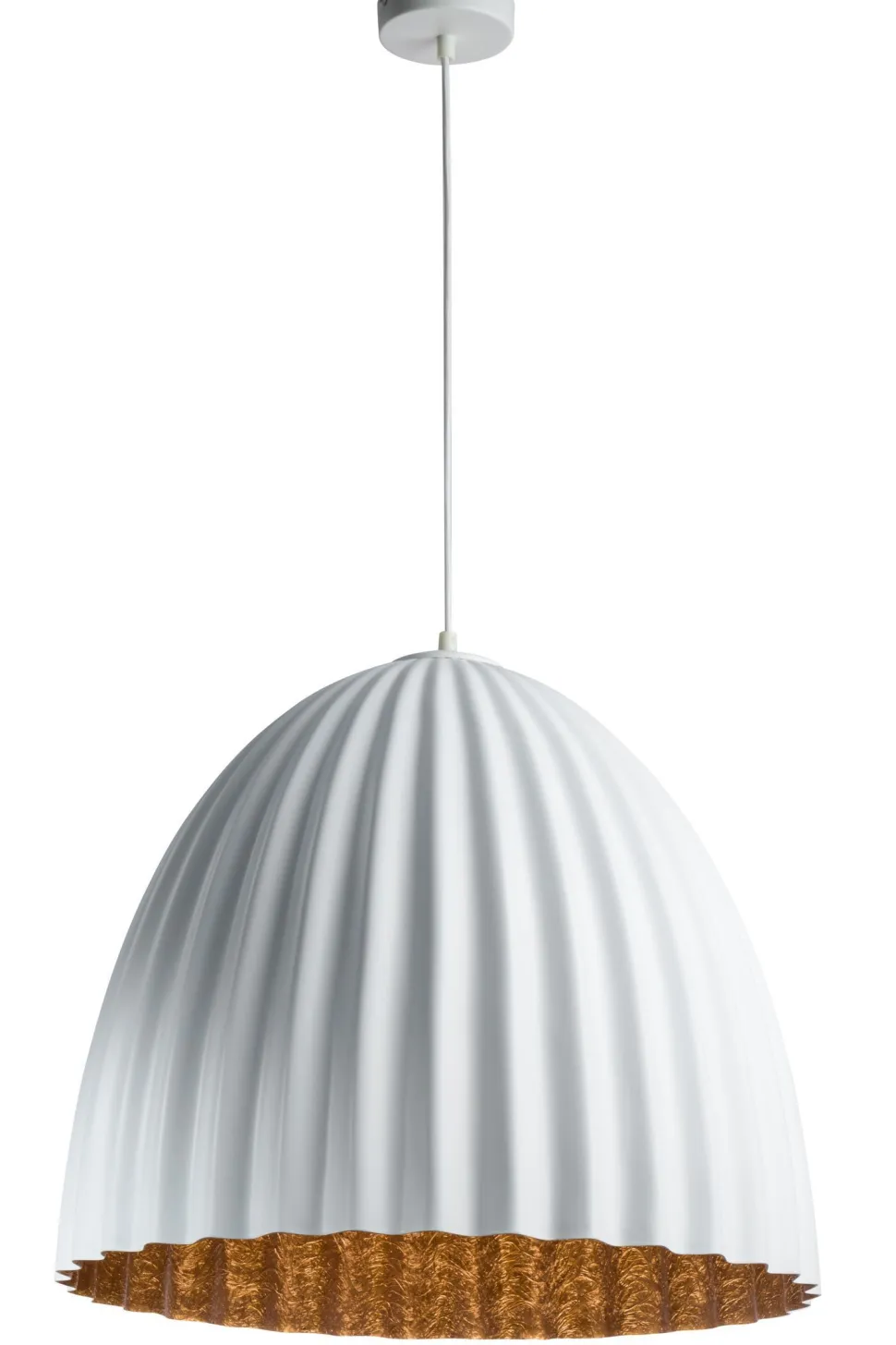 Loft Pendellampe Metall Weiß Kupfer Riffel E27 stylisch