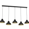 Loft Pendelleuchte Metall 125 cm XXL E27 Schwarz Gold