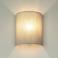 Loft Wandlampe Stoff Schirm halbrund E27 in Grau ALICE