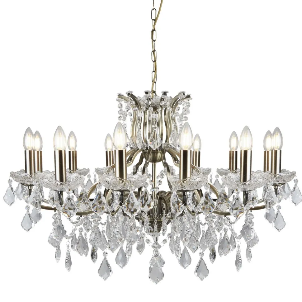 Lüster Kristall Ø 88 cm groß Messing Antik 12x E14