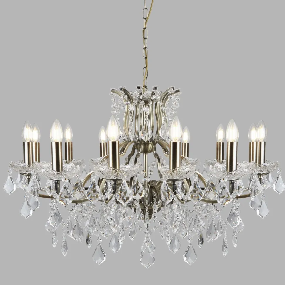 Lüster Kristall Ø 88 cm groß Messing Antik 12x E14