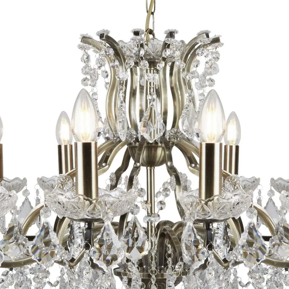 Lüster Kristall Ø 88 cm groß Messing Antik 12x E14