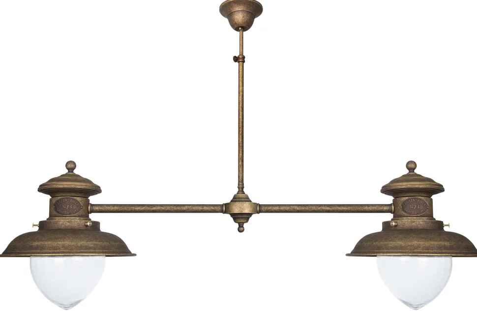 Maritime Deckenleuchte aus Messing in Antik Bronze