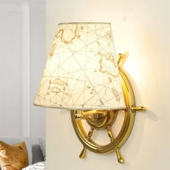 Maritime Wand Lampe Messing Steuerrad VELIERO