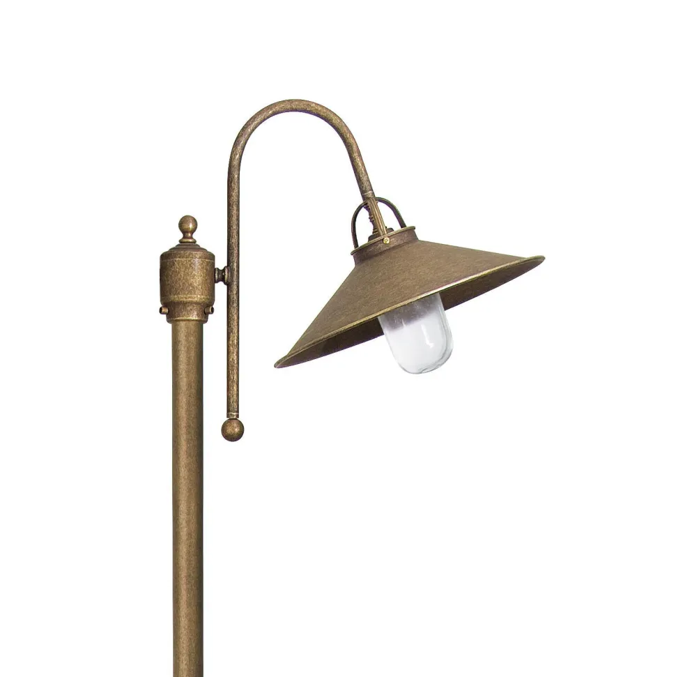 Maritime Wegeleuchte Messing Glas IP44 210 cm hoch E27