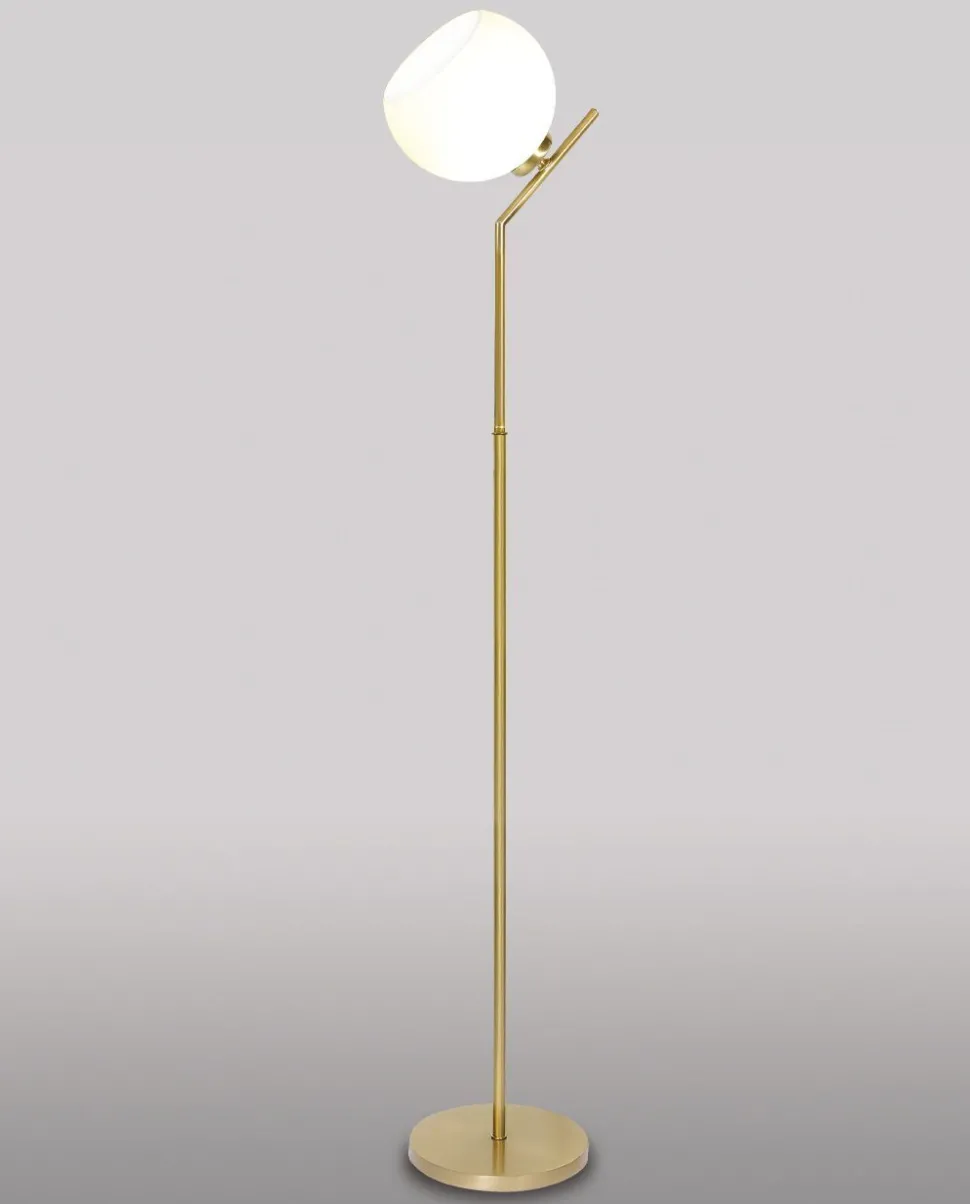 Massive Stehlampe Messing Glas stilvoll Wohnzimmer