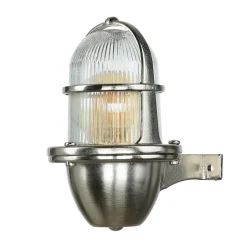 Massive Wandleuchte Außen in Nickel Messing Glas