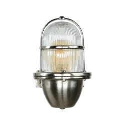 Massive Wandleuchte Außen in Nickel Messing Glas