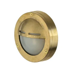 Messing Außenwandleuchte rund IP64 Ø14cm Maritim