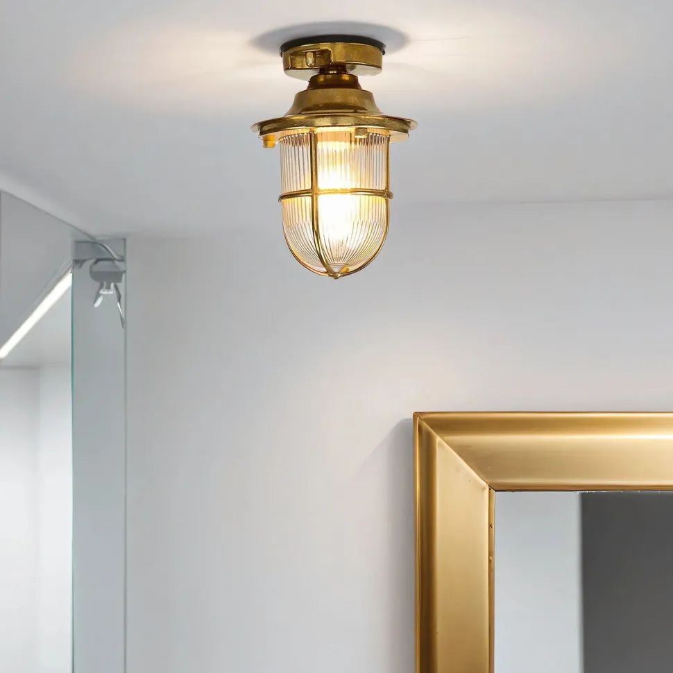 Messing Deckenleuchte außen IP54 Maritim Terrasse