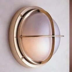 Messing LED Wandleuchte rund IP54 Maritim außen