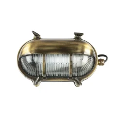 Messing Schiffsleuchte oval IP64 Maritim Riffelglas