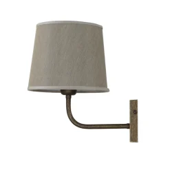 Messing Wandleuchte E27 Beige Stoff Schirm