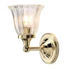 Messinglampe Bad IP44 mit LED Glas Schirm Jugendstil