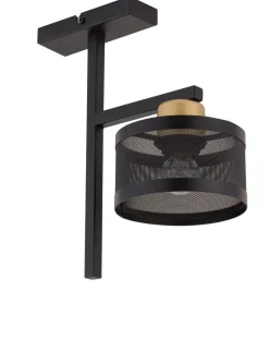 Metall Deckenleuchte Schwarz Gold E27 L:28 cm stilvoll