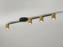 Metall Deckenleuchte Schwarz Gold GU10 Mehrflammig