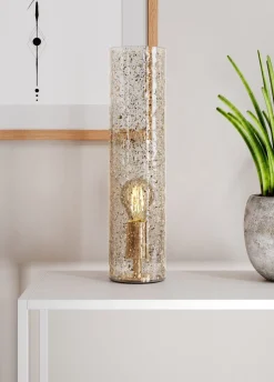 Metall Glas 40 cm hoch in Gold E27 mir Kabelschalter