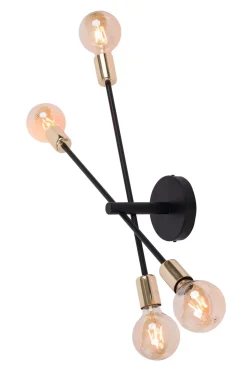 Metall Wandlampe Schwarz Gold 4-flammig B:62 cm E27