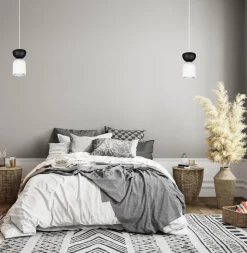 Minimalistische Hängelampe Weiß Schwarz E27 Ø11 cm rund