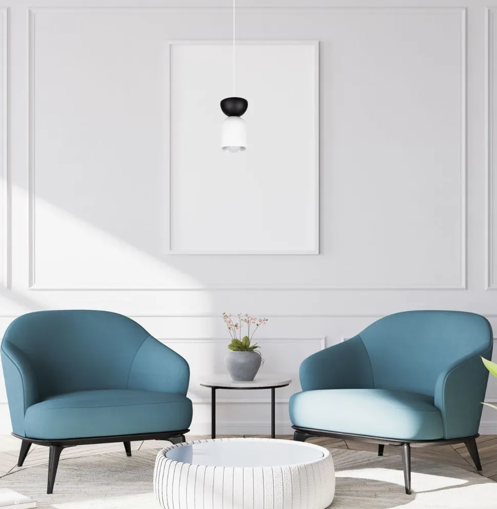 Minimalistische Hängelampe Weiß Schwarz E27 Ø11 cm rund