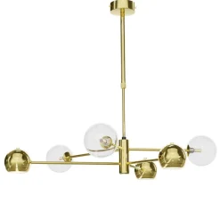 Moderne Deckenlampe Metall Glas in Gold 6-flmg L:94 cm
