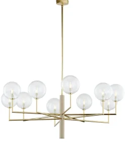 Moderne Deckenleuchte Glas Metall G9 10-flmg Gold Beige