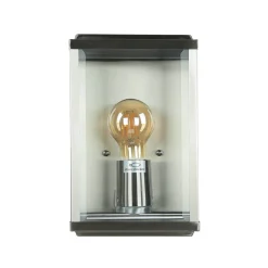 Moderne eckige Außenwandleuchte E27 Silber satiniert