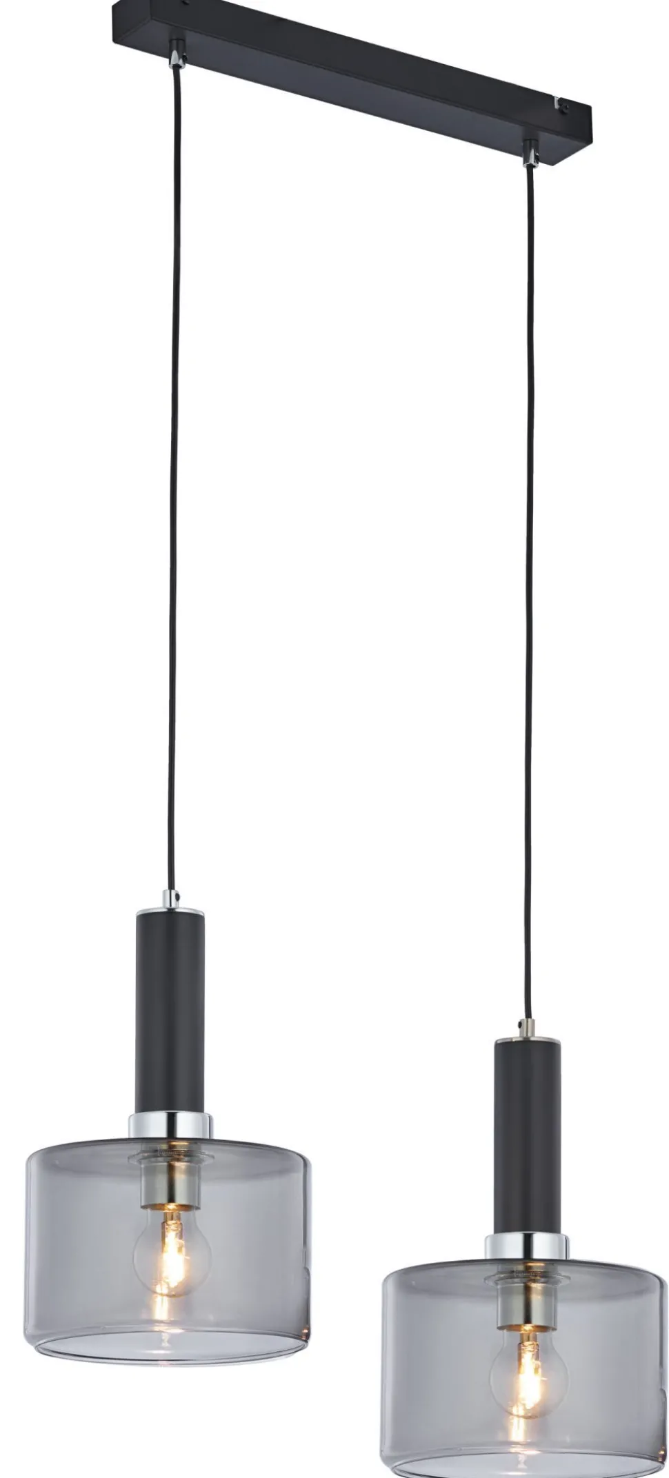 Moderne Hängelampe Glas Rauchgrau 2-flammig L:52cm