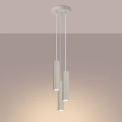 Moderne Hängelampe in Creme 3-flammig GU10 schmal Ø 19,5 cm