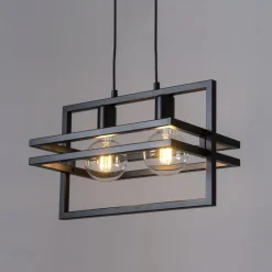 Moderne Hängeleuchte Schwarz Metall E27 2-flammig