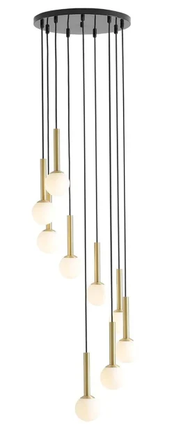 Moderne Pendelleuchte 9-flammig in Schwarz Messing G9