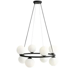 Moderne Pendelleuchte rund Glas Schwarz Metall Ø68 cm