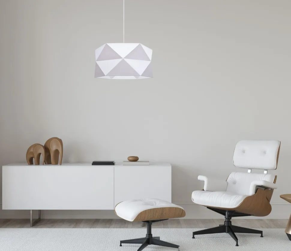 Moderne Pendelleuchte Stoff blendarm E27 L:70 Weiß