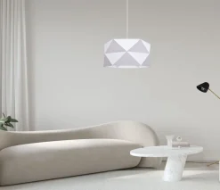 Moderne Pendelleuchte Stoff blendarm E27 L:70 Weiß