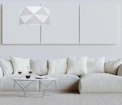 Moderne Pendelleuchte Stoff blendarm E27 L:70 Weiß Gold