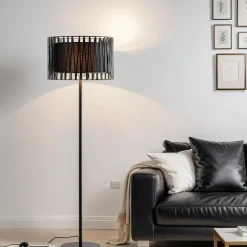 Moderne Stehlampe Schwarz Metall rund 145 cm