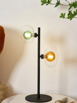 Moderne Tischlampe Glas Kugeln Grün Bernstein G9 48 cm