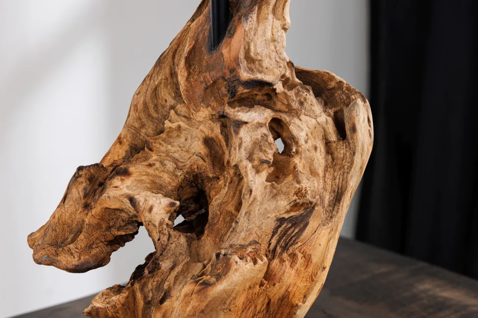 Moderne Tischleuchte blendarm Stoff Holz E27 58 cm groß