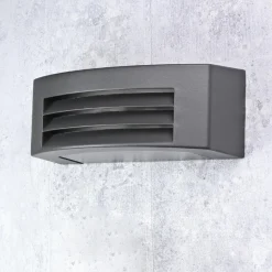 Moderne Wandaußenleuchte in grau mit Lamellen