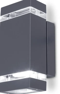 Moderne Wandlampe Up Down Anthrazit IP44 GU10 B:11 cm