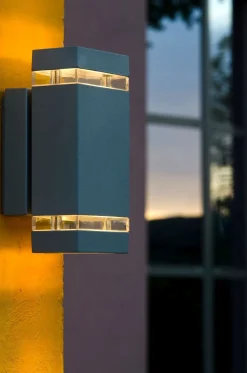 Moderne Wandlampe Up Down Anthrazit IP44 GU10 B:11 cm