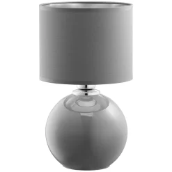 Nachttischlampe Glas Stoff Grau Graphit E27 36 cm