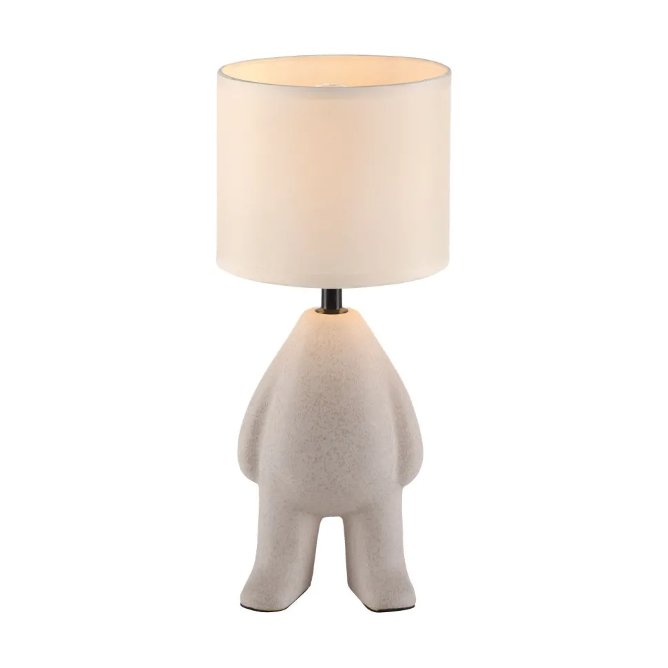 NachtTischlampe Keramik Stoff Teddy 38 cm E27 blendarm