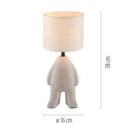 NachtTischlampe Keramik Stoff Teddy 38 cm E27 blendarm